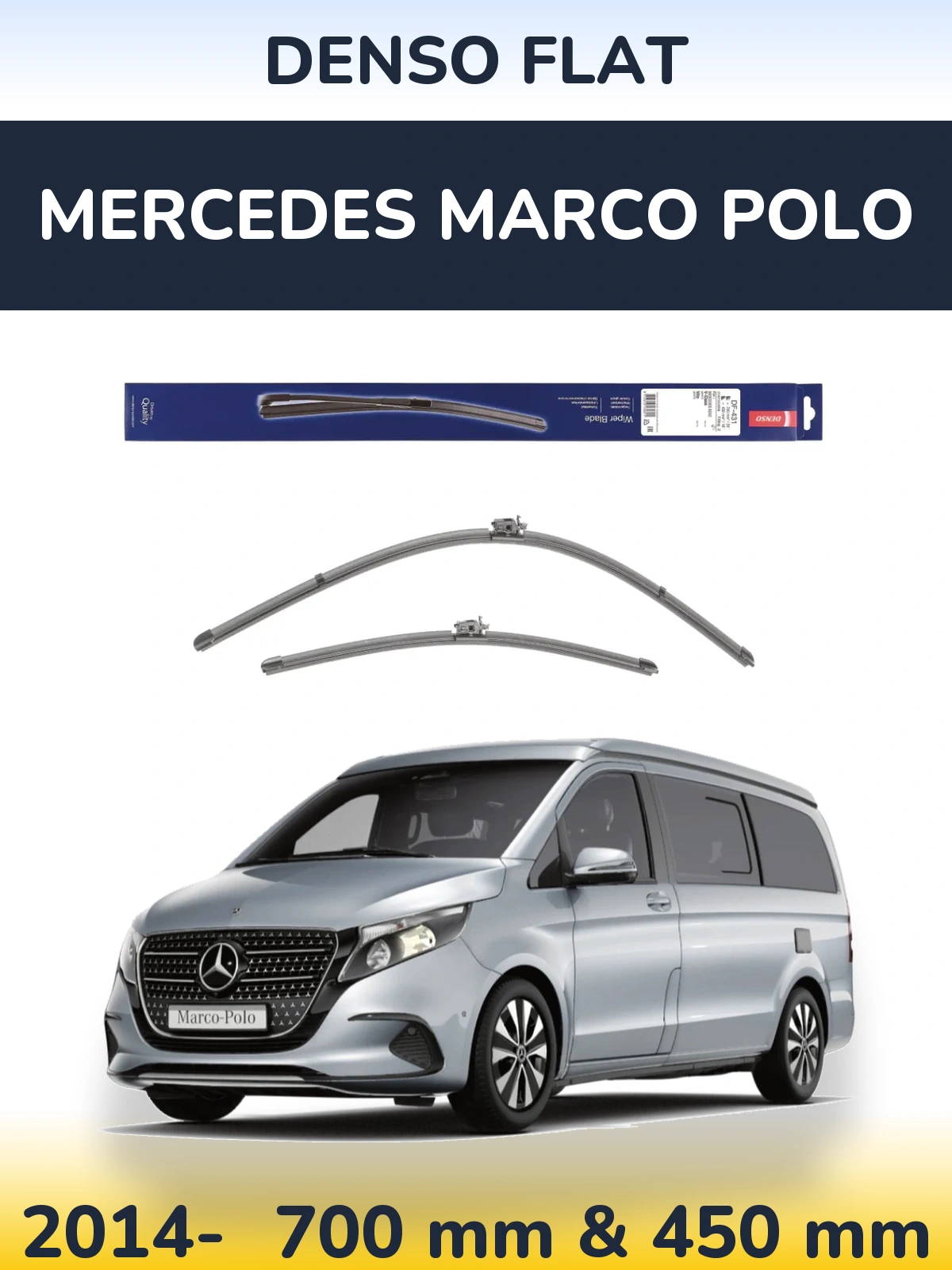 Komplet przednich wycieraczek Denso Flat 700 & 450 mm do Mercedes Marco Polo 2014-2026