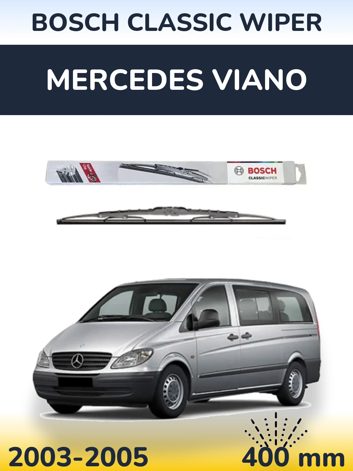 Rear wiper blade BOSCH Classic Wiper 400 mm for Mercedes Viano 2003-2005