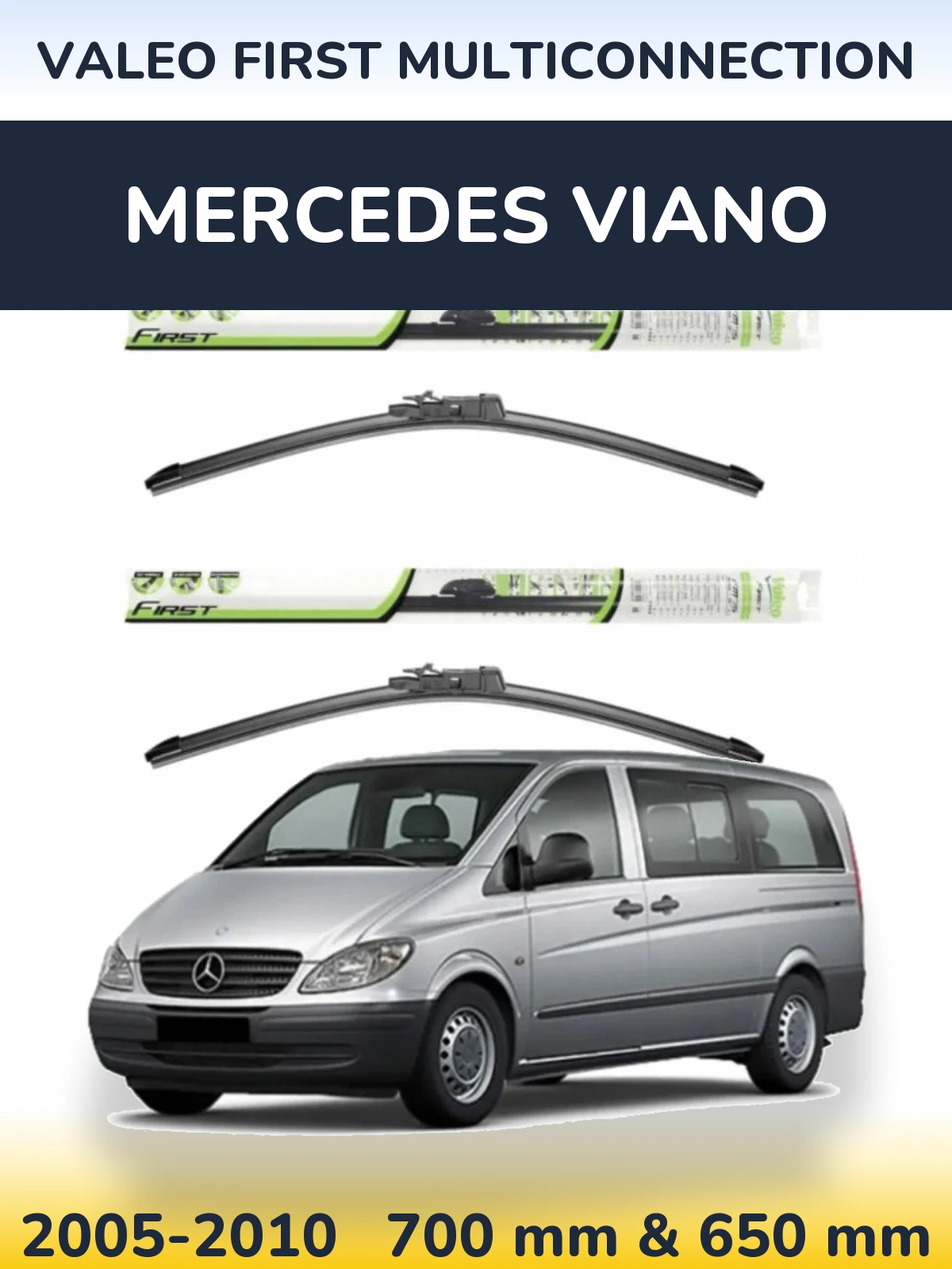 Komplet przednich wycieraczek Valeo First MultiConnection 700 & 650 mm do Mercedes Viano 2005-2010