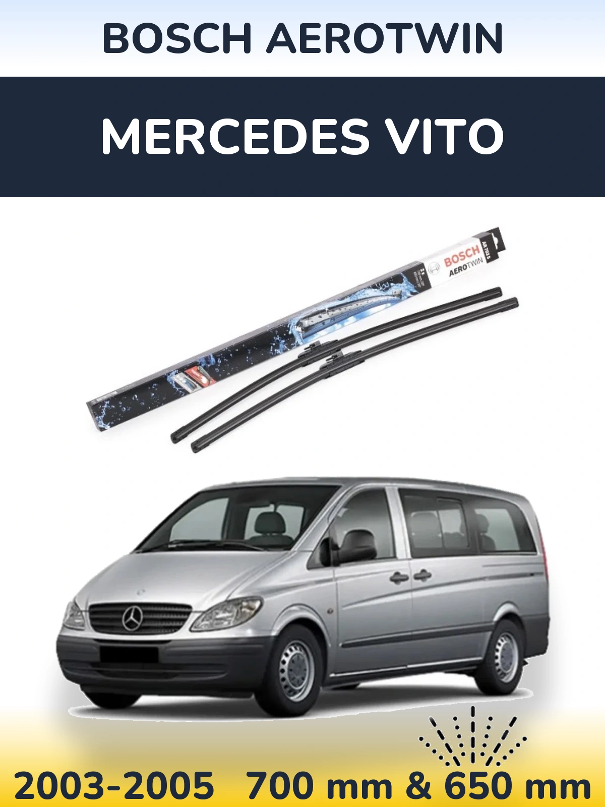 Комплект передних дворников BOSCH AeroTwin 700 & 650 мм для Mercedes Vito 2003-2005