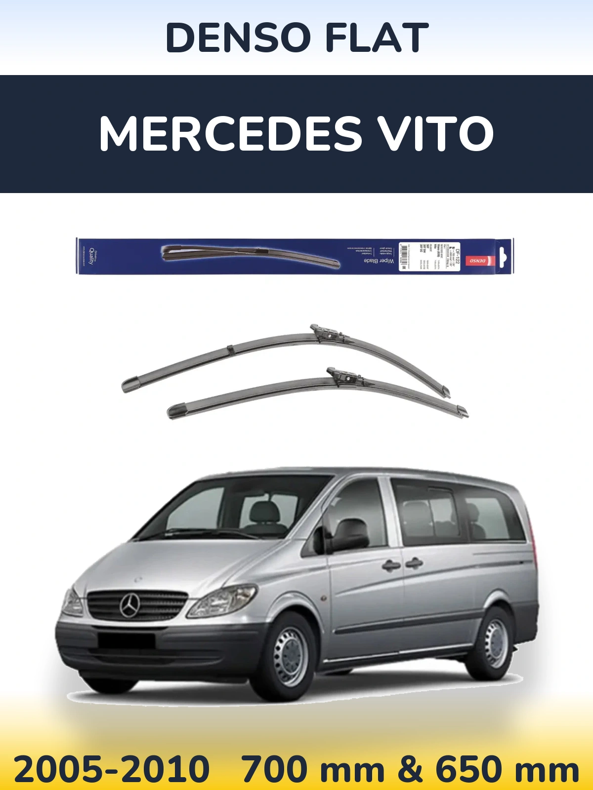 Komplet przednich wycieraczek Denso Flat 700 & 650 mm do Mercedes Vito 2005-2010