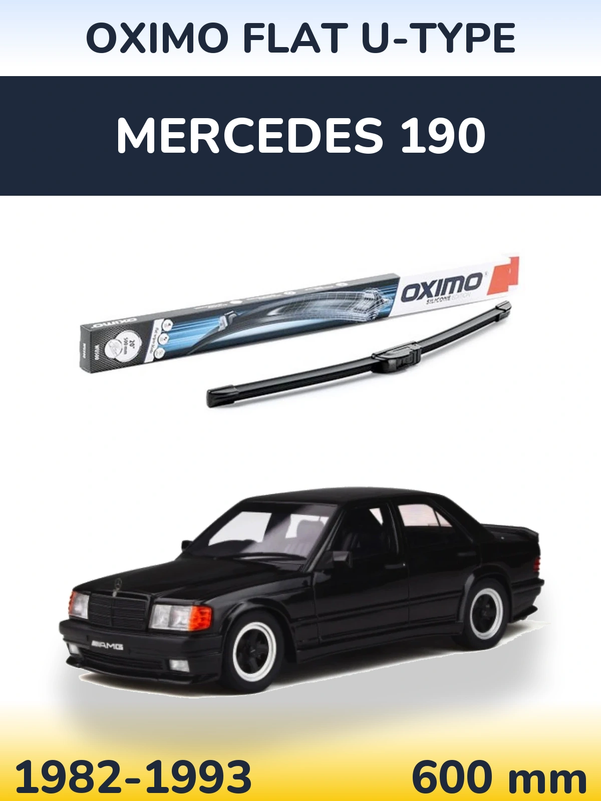 Передний дворник Oximo Flat U-type 600 мм для Mercedes 190 1982-1993