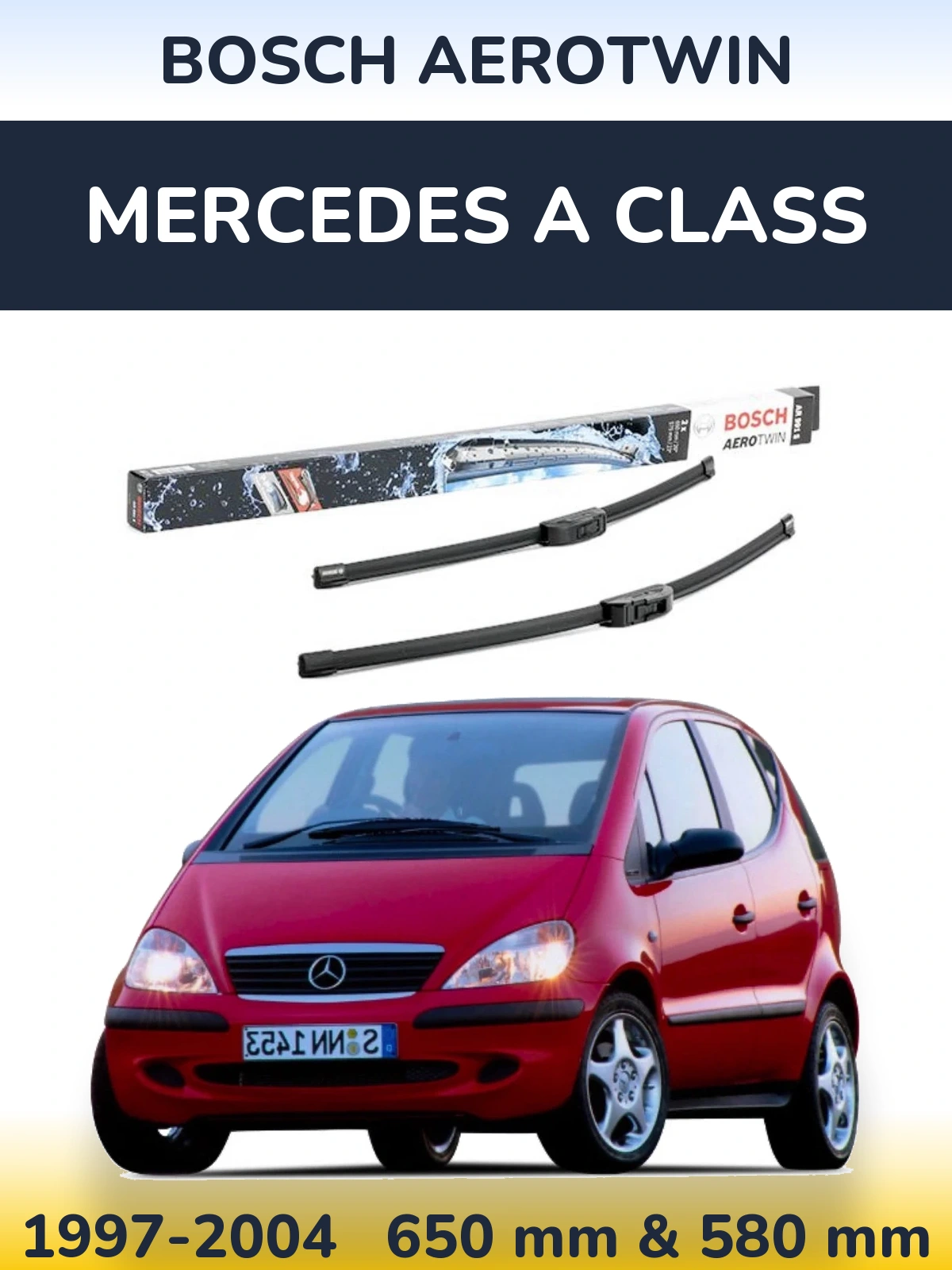 Комплект передних дворников BOSCH AeroTwin 650 & 580 мм для Mercedes A Class 1997-2004