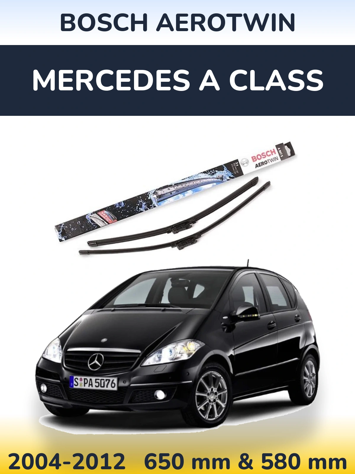 Комплект передніх щіток BOSCH AeroTwin 650 & 580 мм для Mercedes A Class 2004-2012