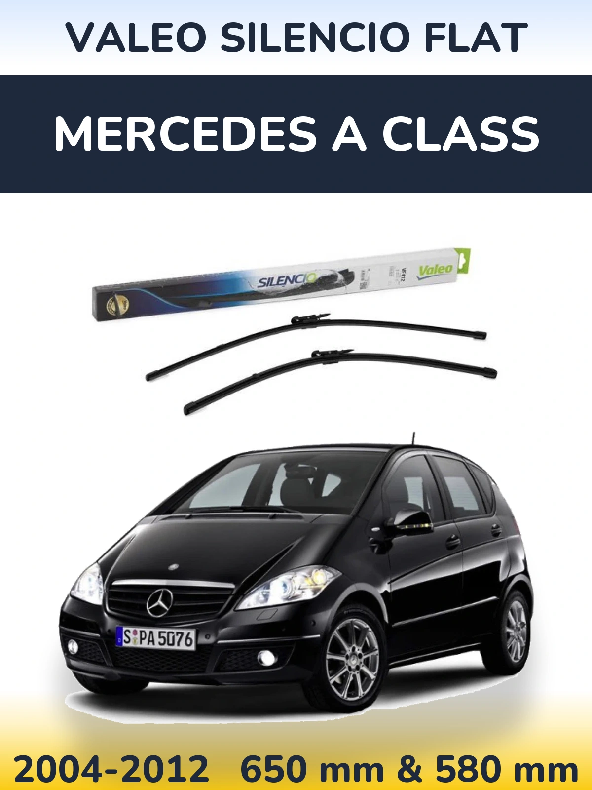 Комплект передних дворников Valeo Silencio Flat 650 & 580 мм для Mercedes A Class 2004-2012