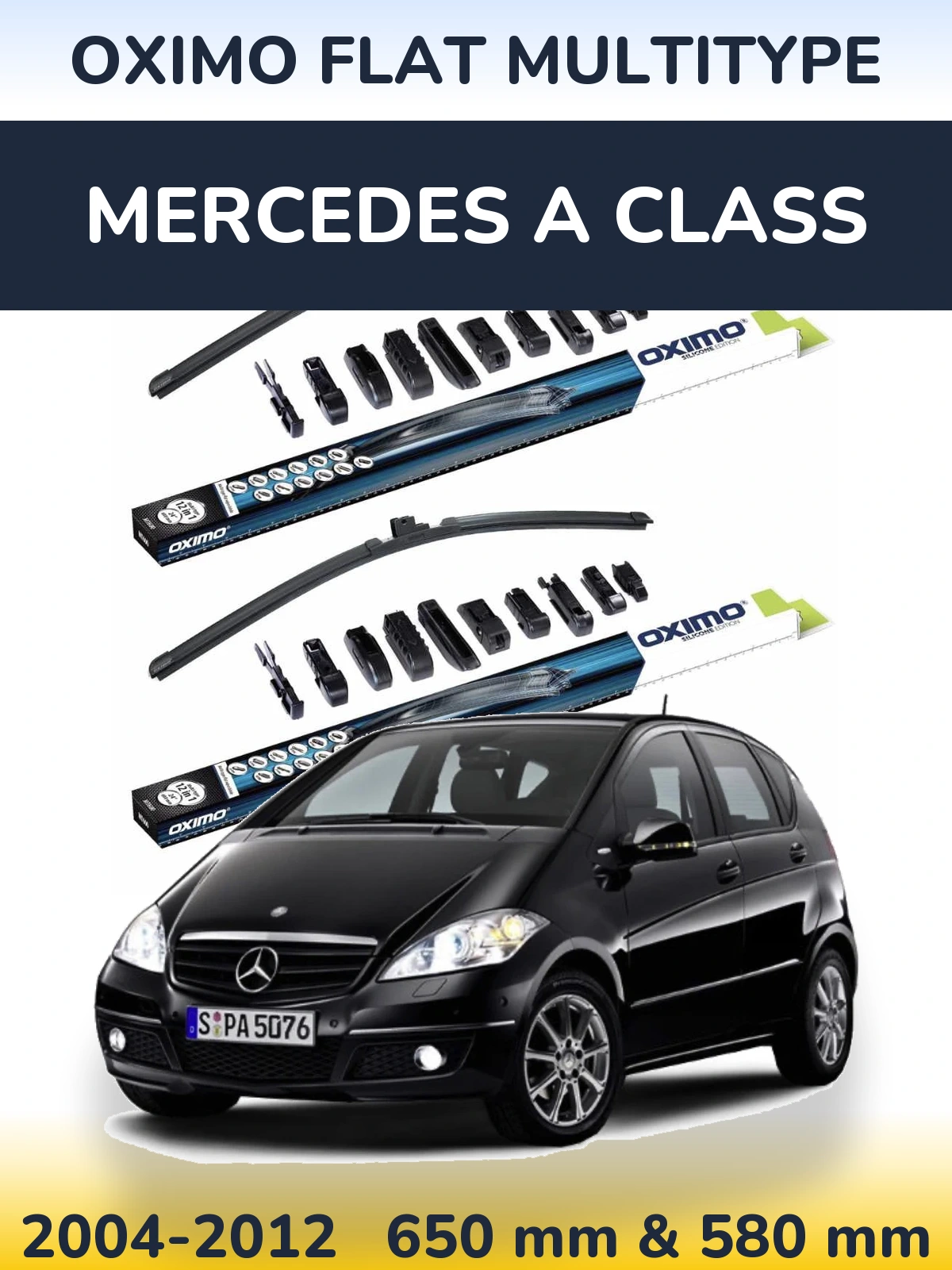 Комплект передніх щіток Oximo Flat MultiТипe 650 & 580 мм для Mercedes A Class 2004-2012