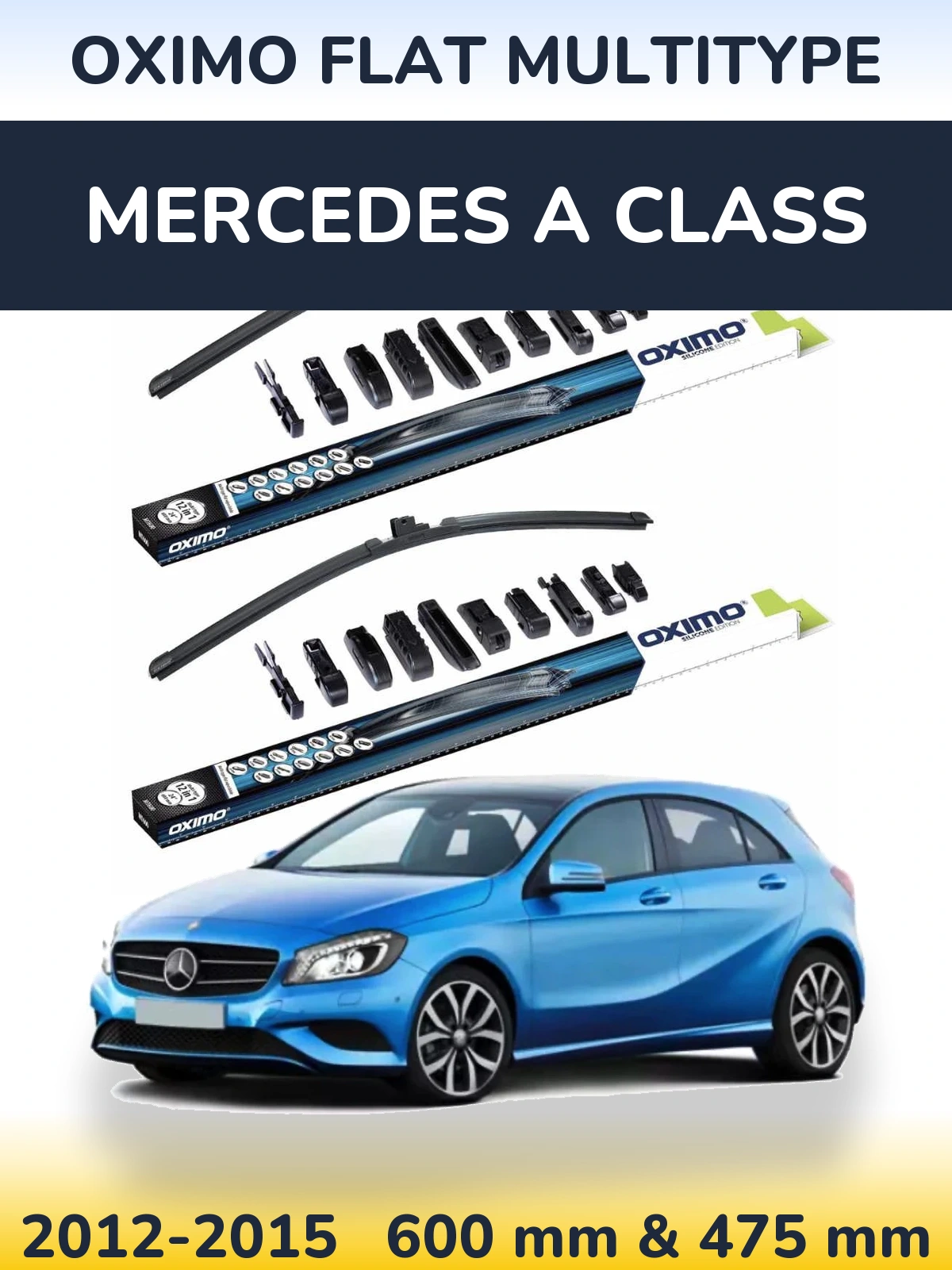 Komplet przednich wycieraczek Oximo Flat MultiType 600 & 475 mm do Mercedes Klasa A 2012-2015