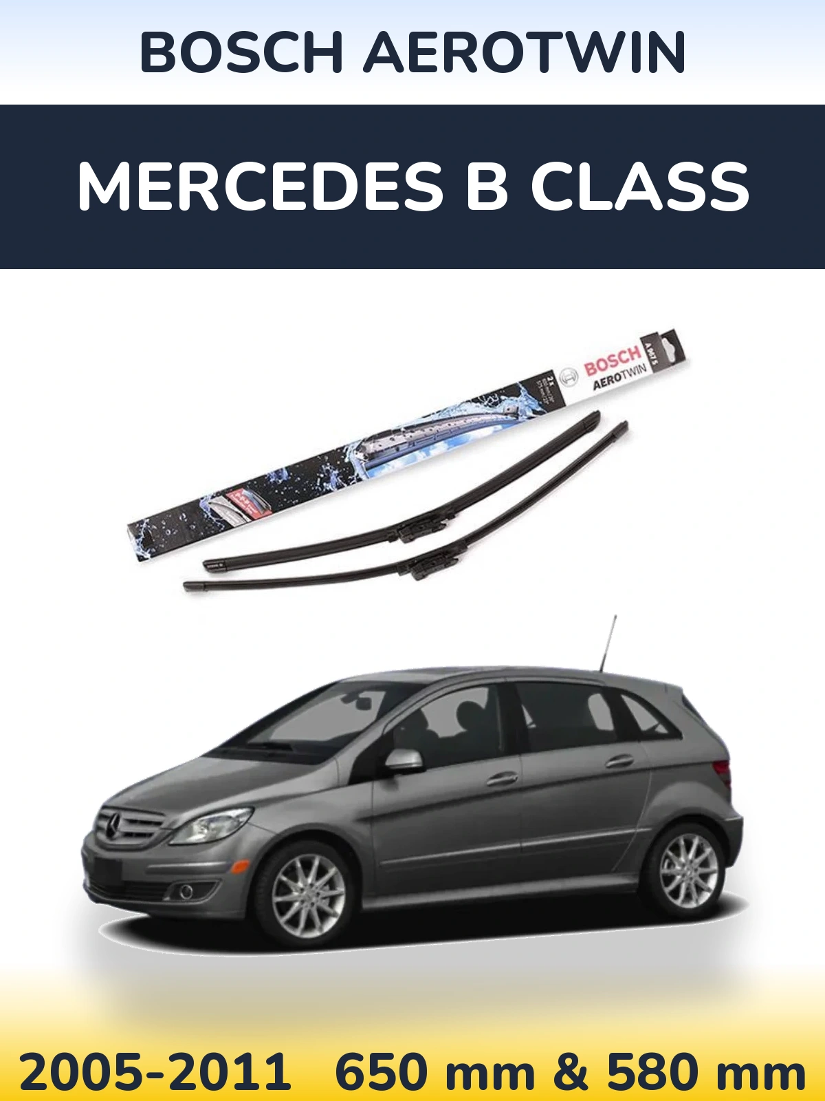Комплект передніх щіток BOSCH AeroTwin 650 & 580 мм для Mercedes B Class 2005-2011