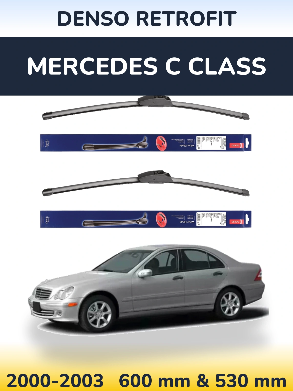Комплект передних дворников Denso Retrofit 600 & 530 мм для Mercedes C Class 2000-2003