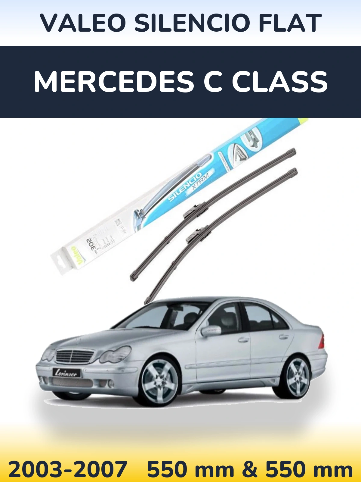 Комплект передних дворников Valeo Silencio Flat 550 & 550 мм для Mercedes C Class 2003-2007