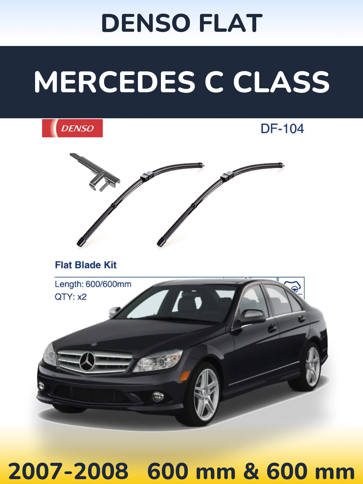 Комплект передних дворников Denso Flat 600 & 600 мм для Mercedes C Class 2007-2008