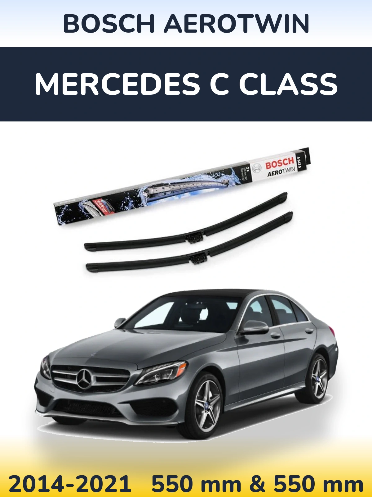 Комплект передних дворников BOSCH AeroTwin 550 & 550 мм для Mercedes C Class 2014-2021