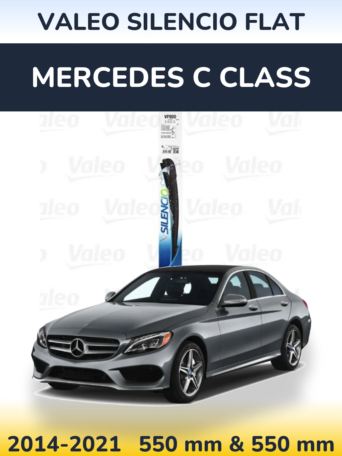 Komplet przednich wycieraczek Valeo Silencio Flat 550 & 550 mm do Mercedes Klasa C 2014-2021