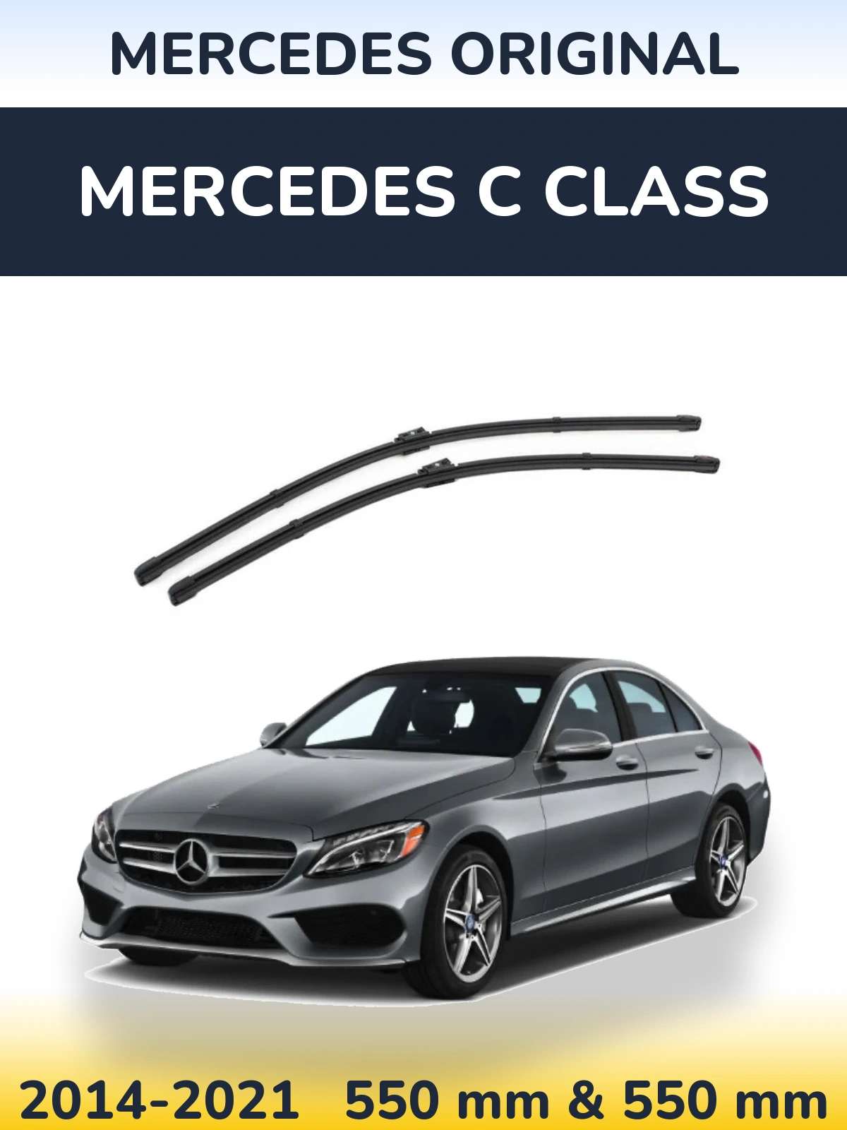 Front wiper blade set Mercedes OEM Mercedes Original 550 & 550 mm for Mercedes C Class 2014-2021