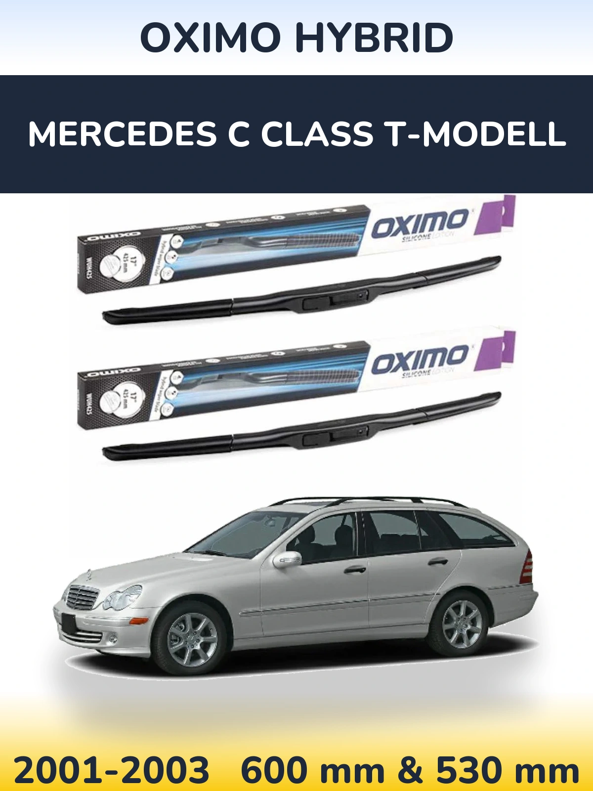 Комплект передних дворников Oximo Hybrid 600 & 530 мм для Mercedes C Class T-Модельl 2001-2003