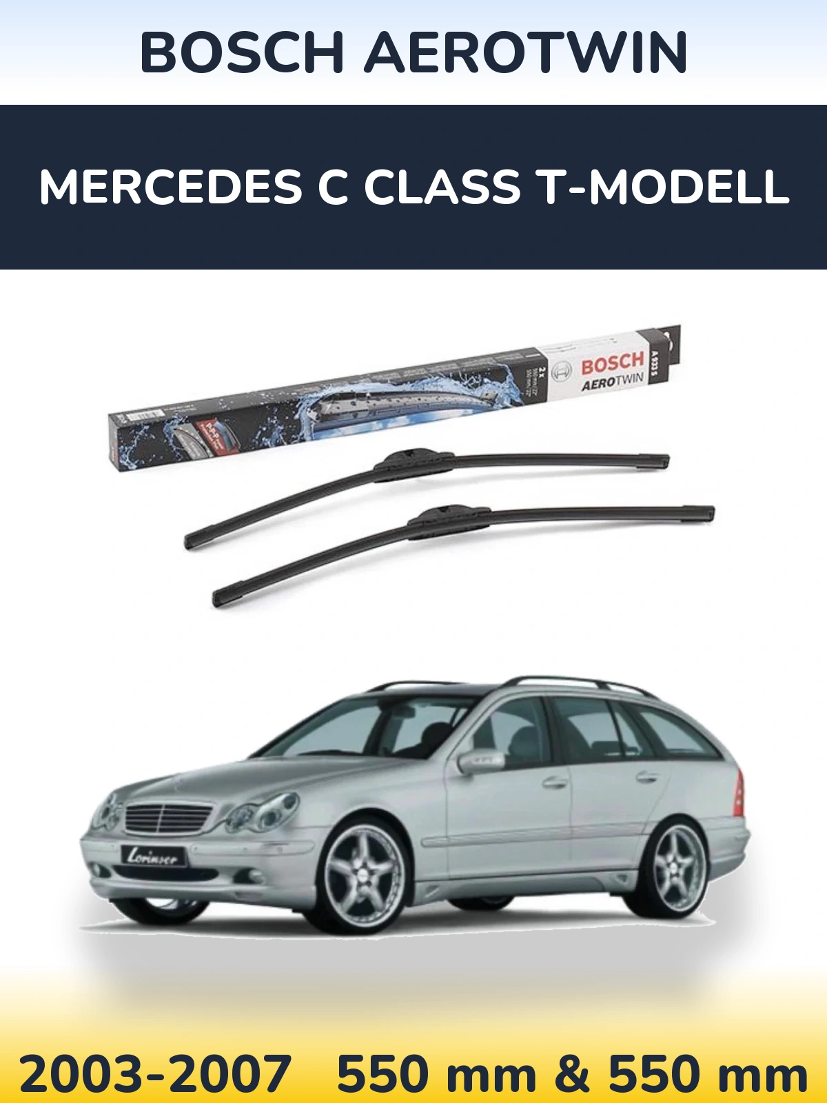 Komplet przednich wycieraczek BOSCH AeroTwin 550 & 550 mm do Mercedes Klasa C T-Modell 2003-2007