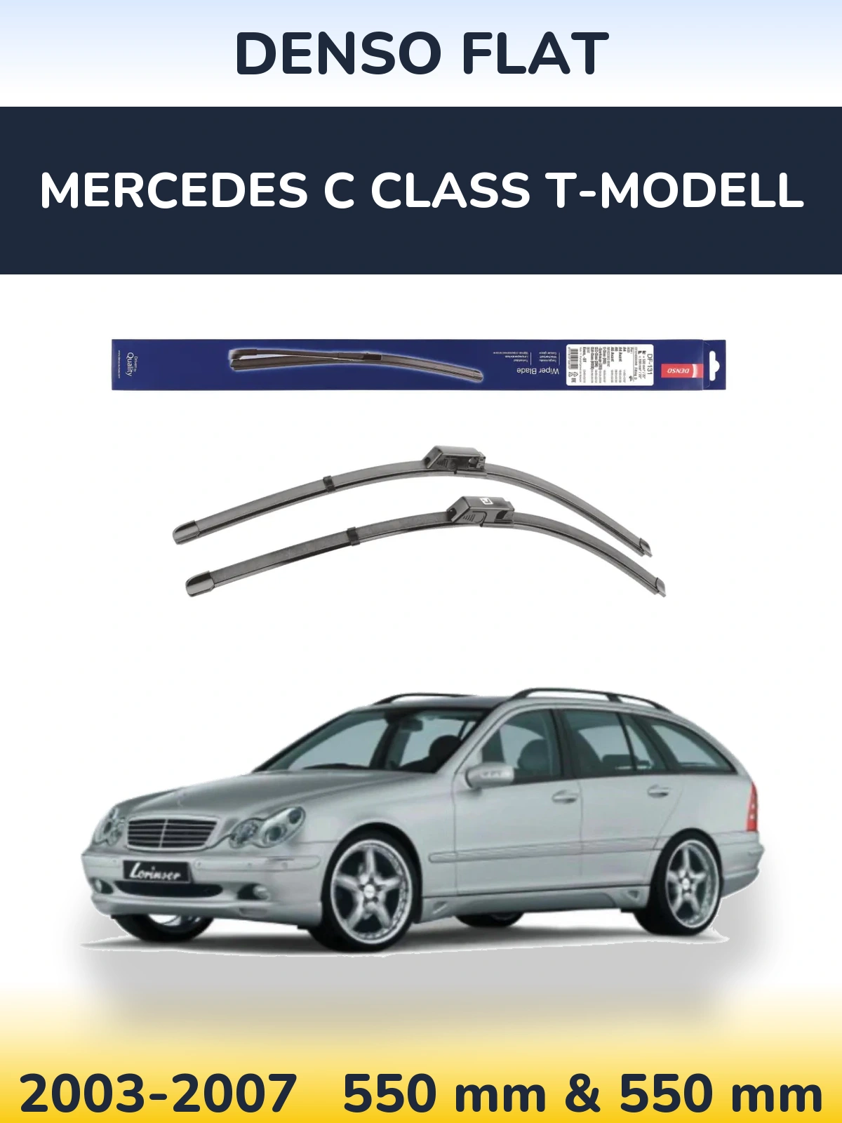 Комплект передніх щіток Denso Flat 550 & 550 мм для Mercedes C Class T-Модельl 2003-2007