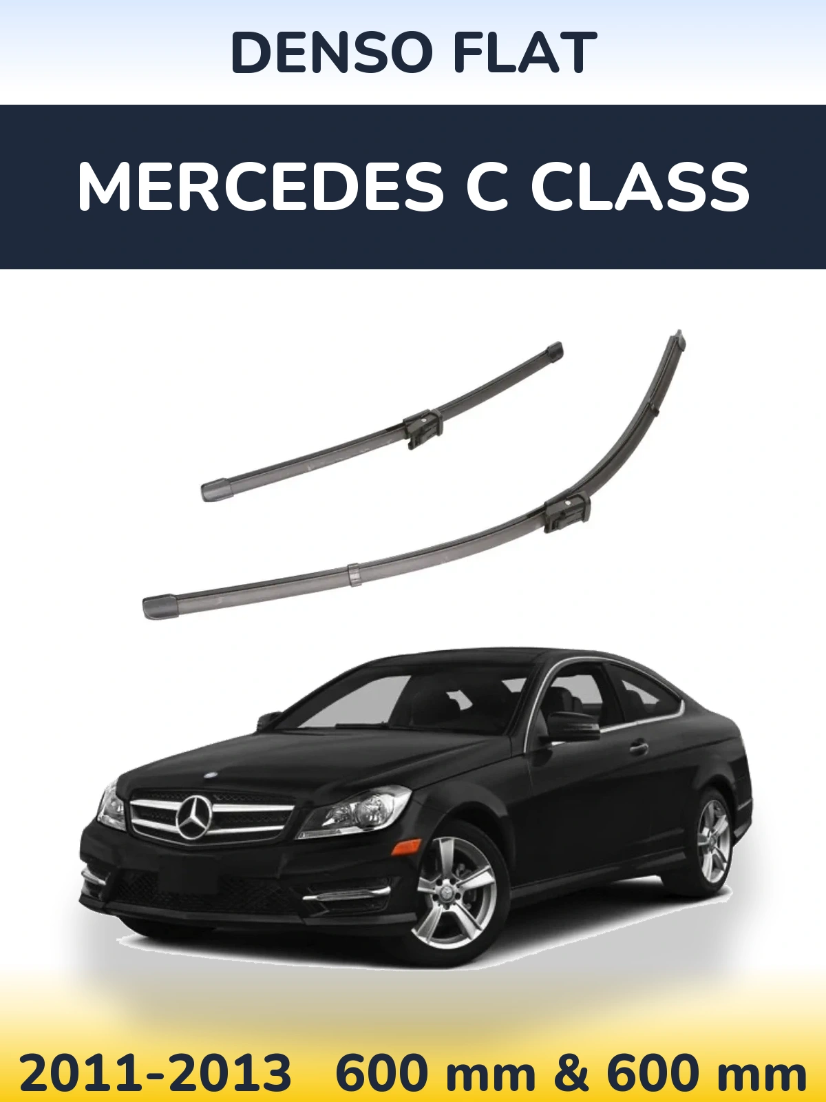 Front wiper blade set Denso Flat 600 & 600 mm for Mercedes C Class 2011-2013