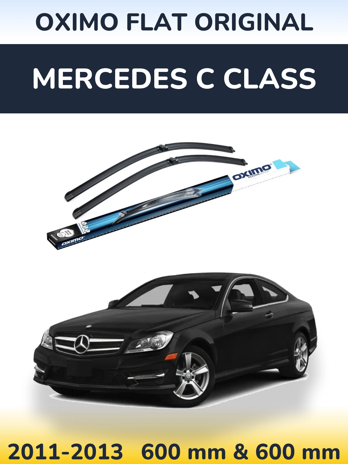 Front wiper blade set Oximo Flat Original 600 & 600 mm for Mercedes C Class 2011-2013