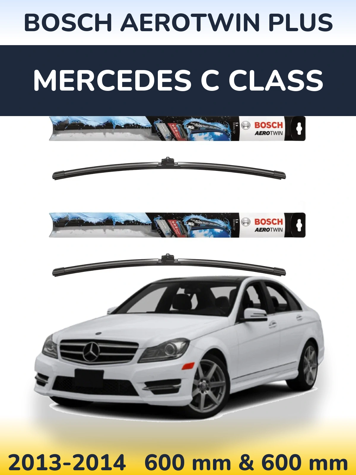 Комплект передних дворников BOSCH AeroTwin Plus 600 & 600 мм для Mercedes C Class 2013-2014