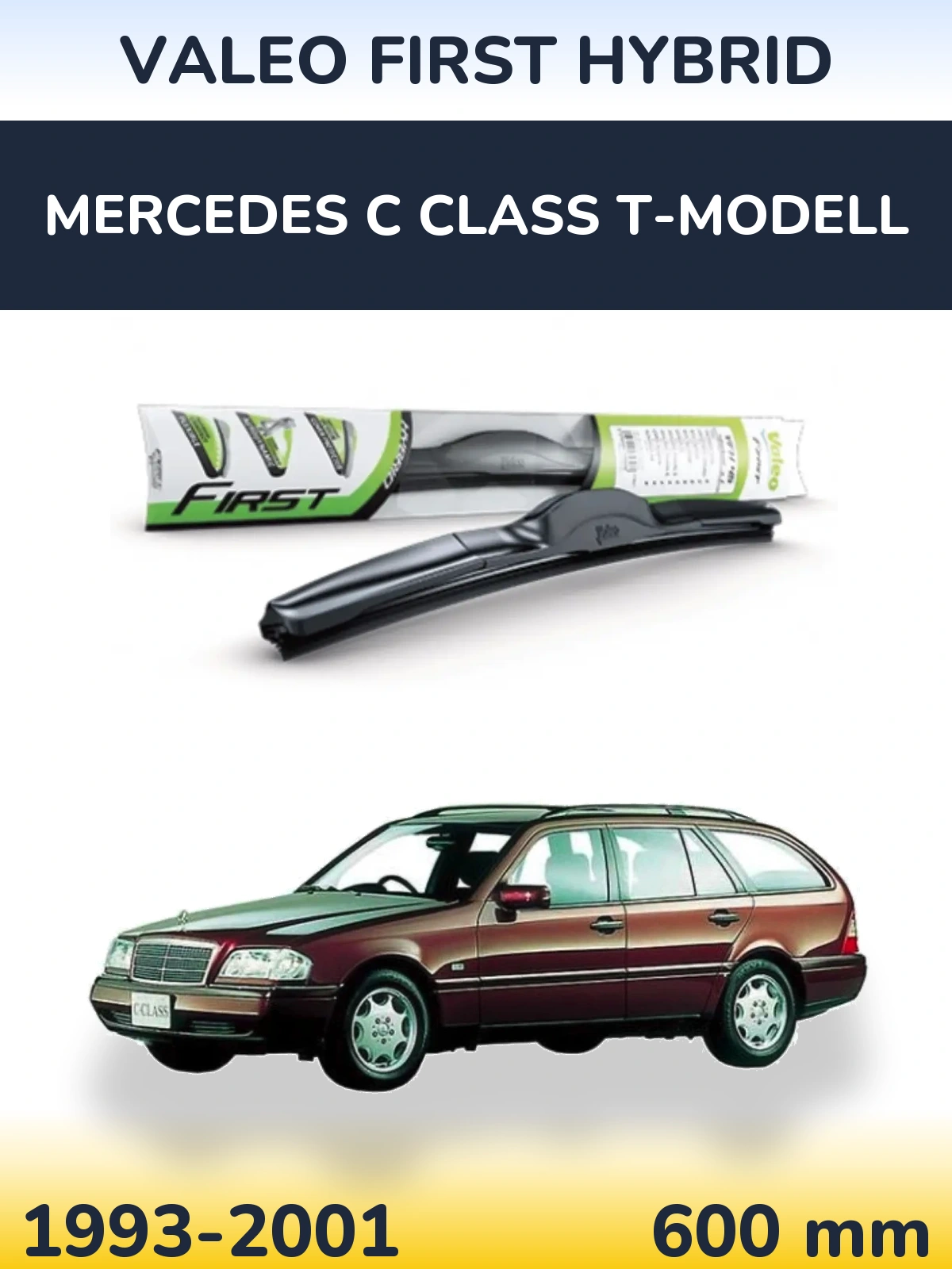 Передний дворник Valeo First Hybrid 600 мм для Mercedes C Class T-Модельl 1993-2001