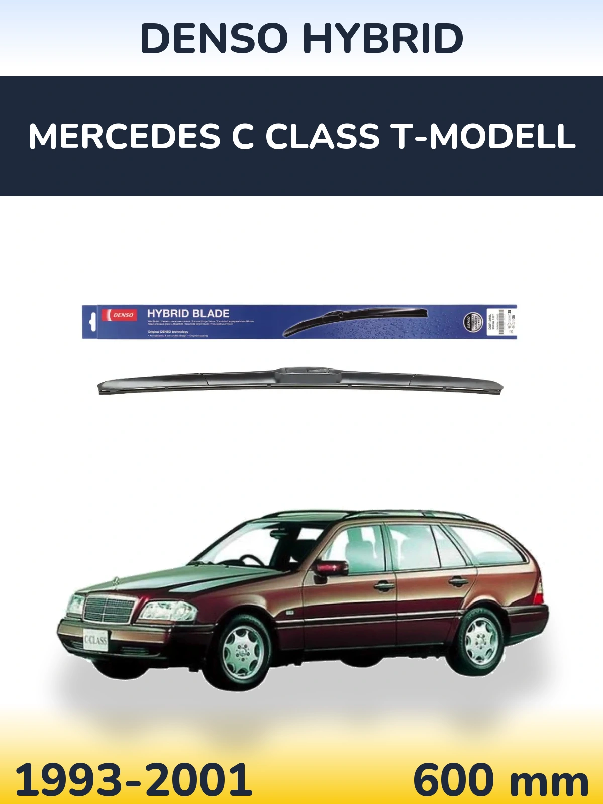 Передний дворник Denso Hybrid 600 мм для Mercedes C Class T-Модельl 1993-2001