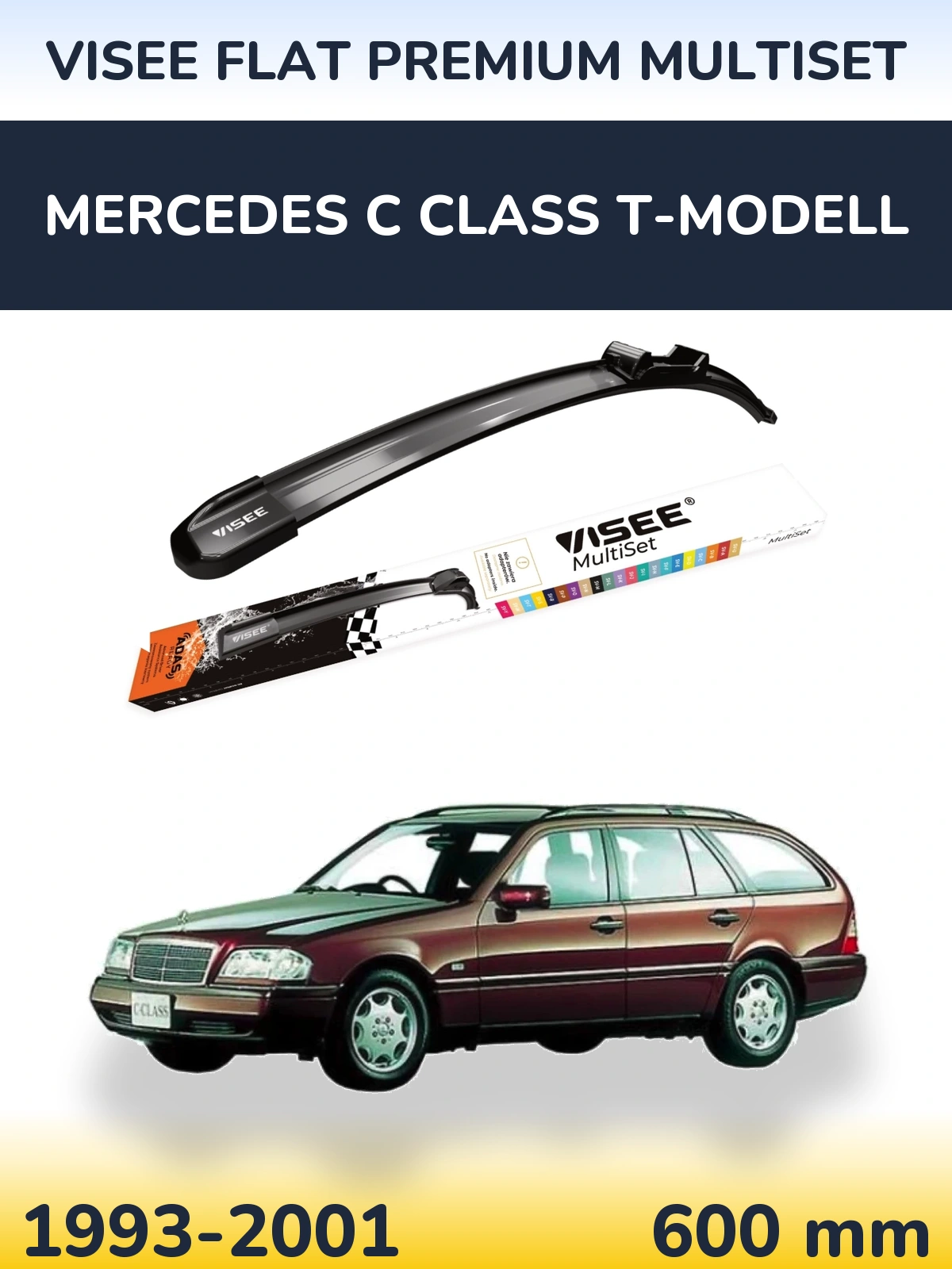 Передний дворник VISEE FLAT PREMIUM MultiSet 600 мм для Mercedes C Class T-Модельl 1993-2001