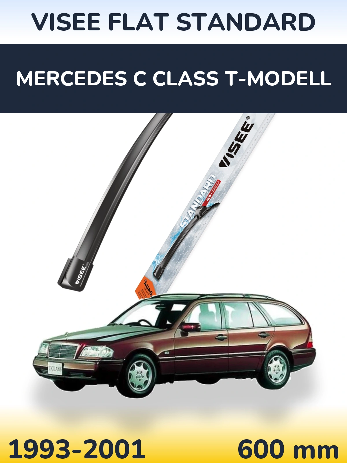 Front wiper blade VISEE FLAT STANDARD 600 mm for Mercedes C Class T-Modell 1993-2001