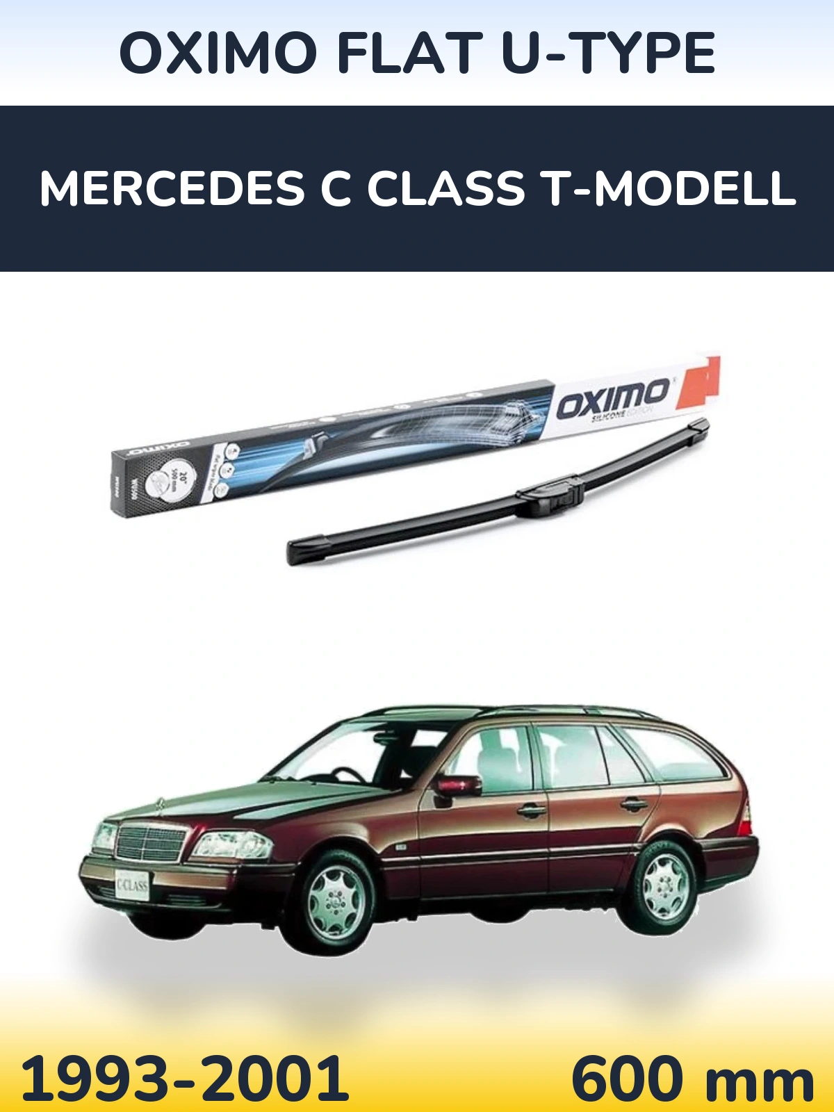 Front wiper blade Oximo Flat U-type 600 mm for Mercedes C Class T-Modell 1993-2001