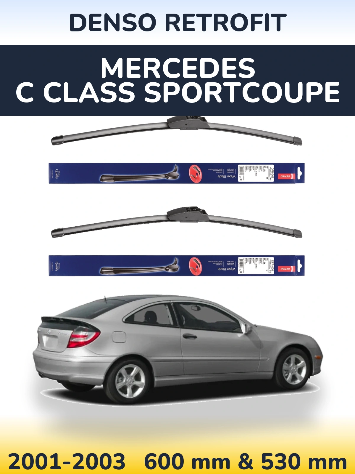Komplet przednich wycieraczek Denso Retrofit 600 & 530 mm do Mercedes Klasa C Sportcoupe 2001-2003