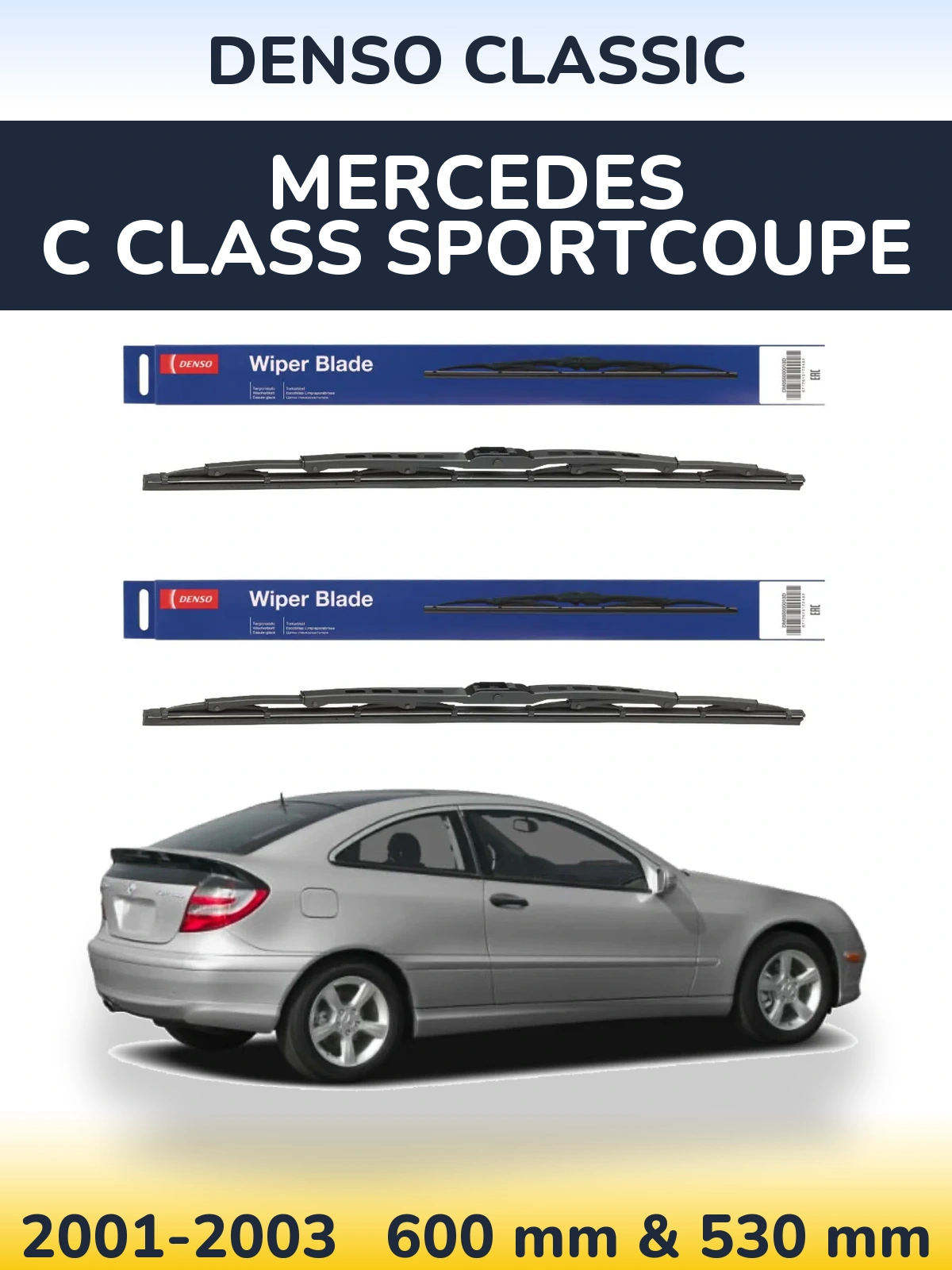 Komplet przednich wycieraczek Denso Classic 600 & 530 mm do Mercedes Klasa C Sportcoupe 2001-2003