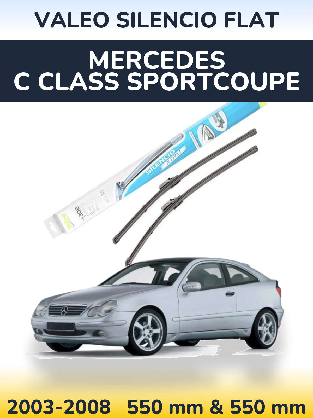 Komplet przednich wycieraczek Valeo Silencio Flat 550 & 550 mm do Mercedes Klasa C Sportcoupe 2003-2008