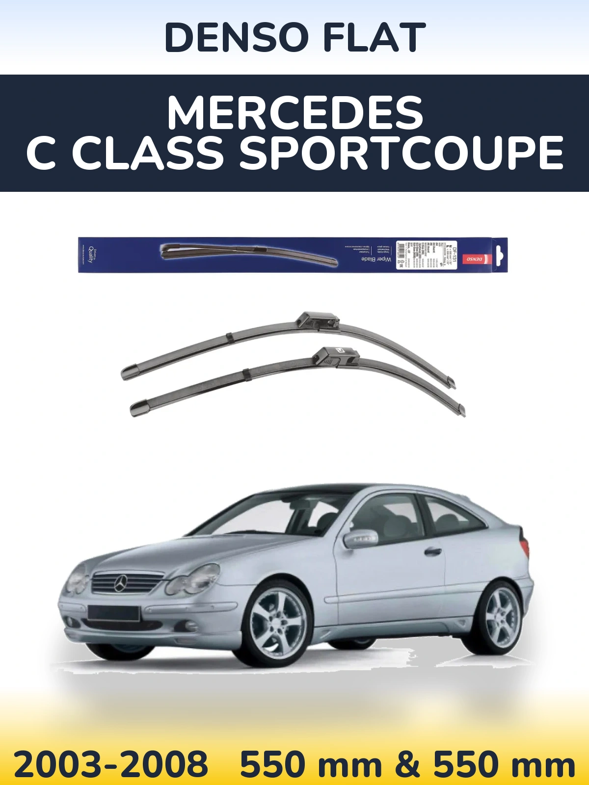 Комплект передних дворников Denso Flat 550 & 550 мм для Mercedes C Class Sportcoupe 2003-2008