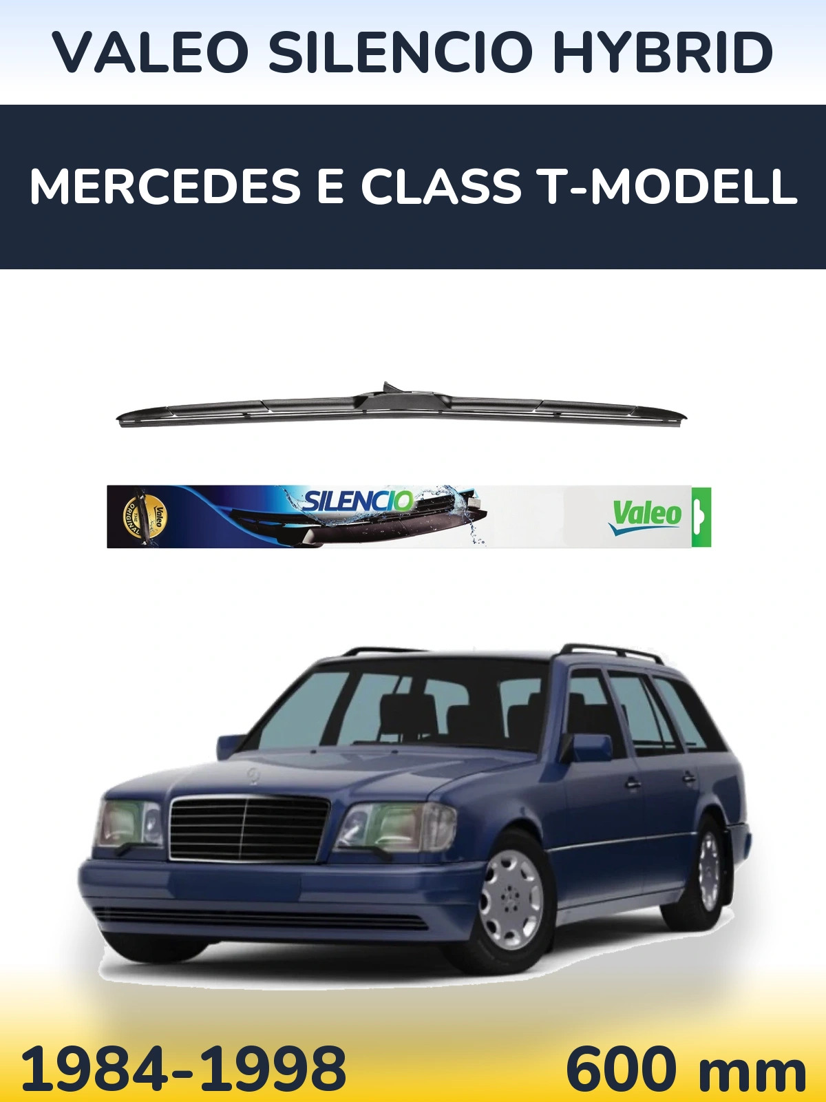 Передний дворник Valeo Silencio Hybrid 600 мм для Mercedes E Class T-Модельl 1984-1998