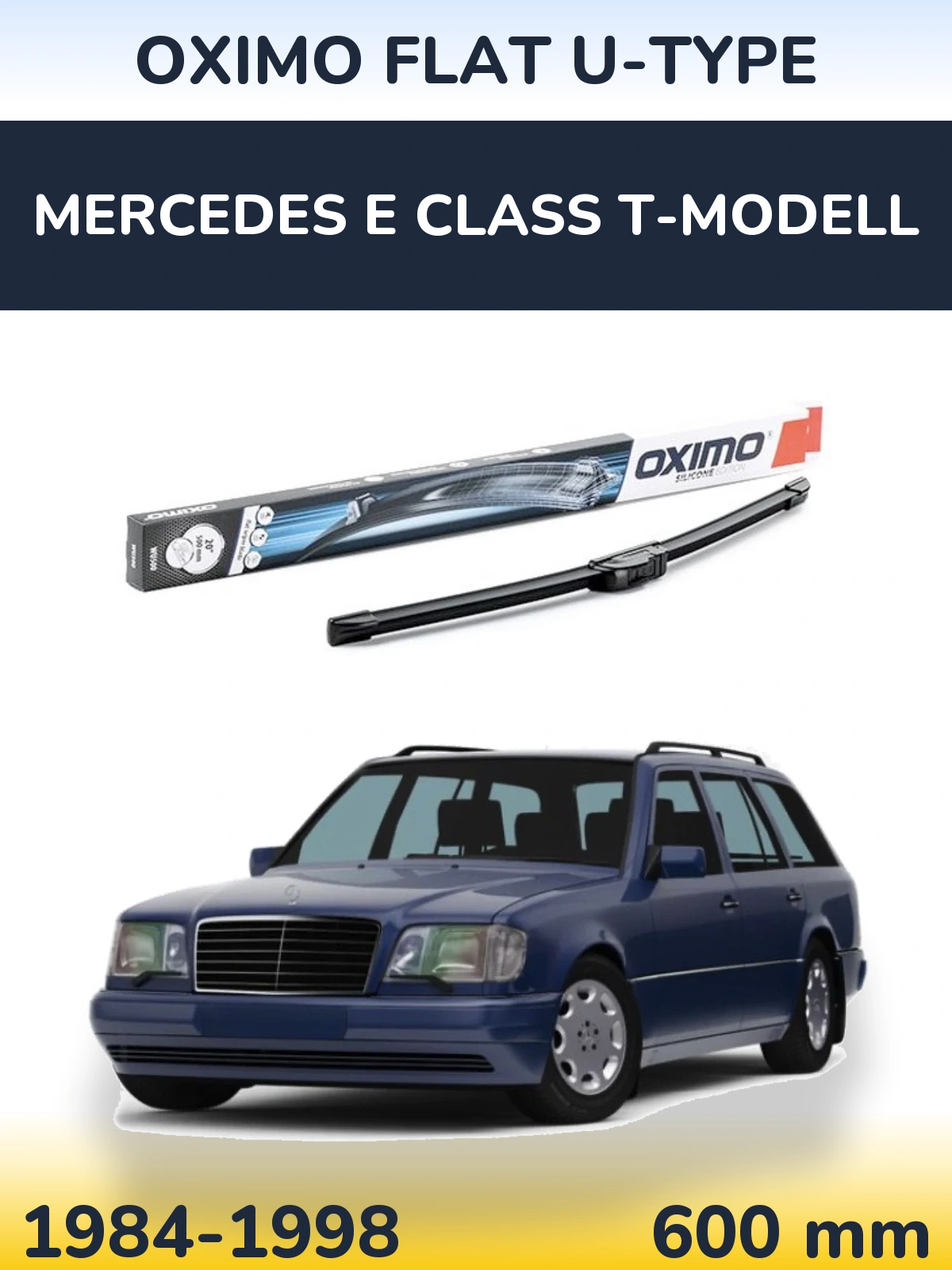 Front wiper blade Oximo Flat U-type 600 mm for Mercedes E Class T-Modell 1984-1998