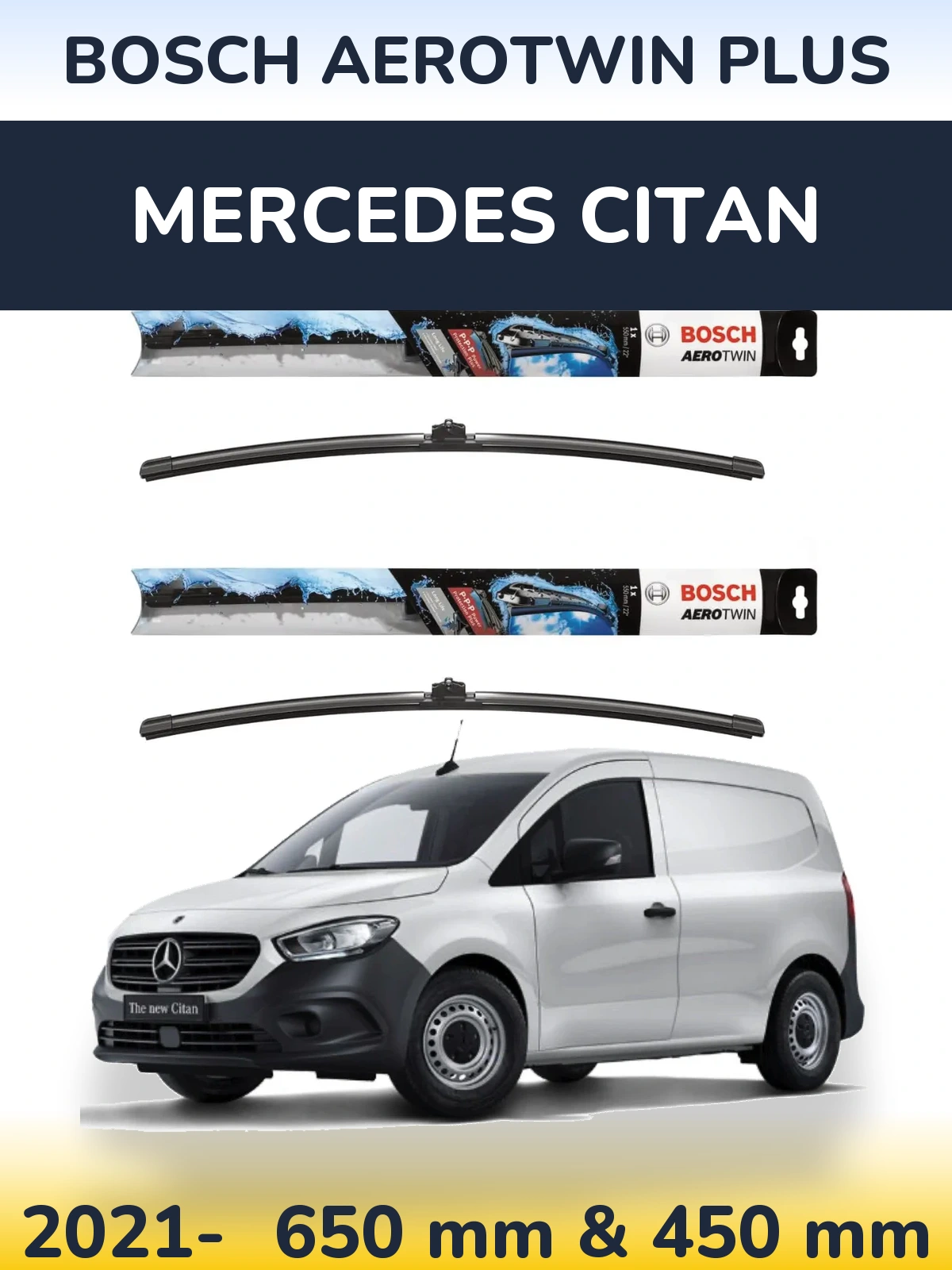 Komplet przednich wycieraczek BOSCH AeroTwin Plus 650 & 450 mm do Mercedes Citan 2021-2026