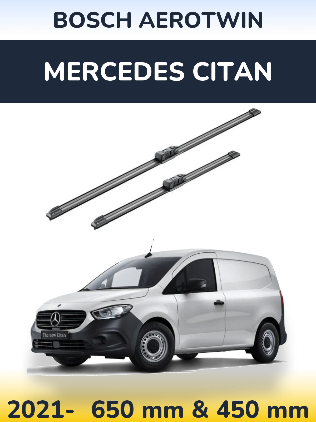 Комплект передніх щіток BOSCH AeroTwin 650 & 450 мм для Mercedes Citan 2021-2026
