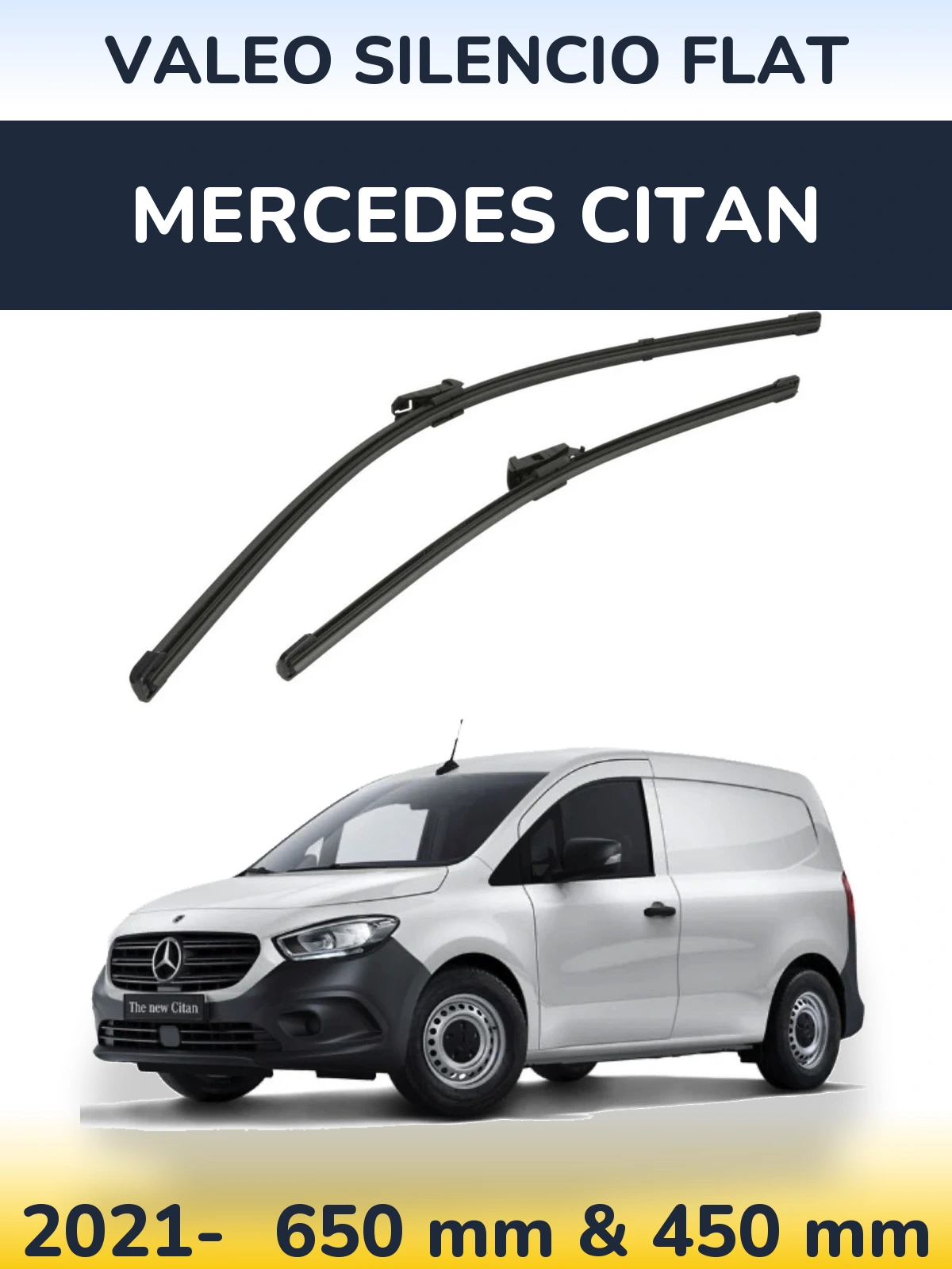 Комплект передних дворников Valeo Silencio Flat 650 & 450 мм для Mercedes Citan 2021-2026