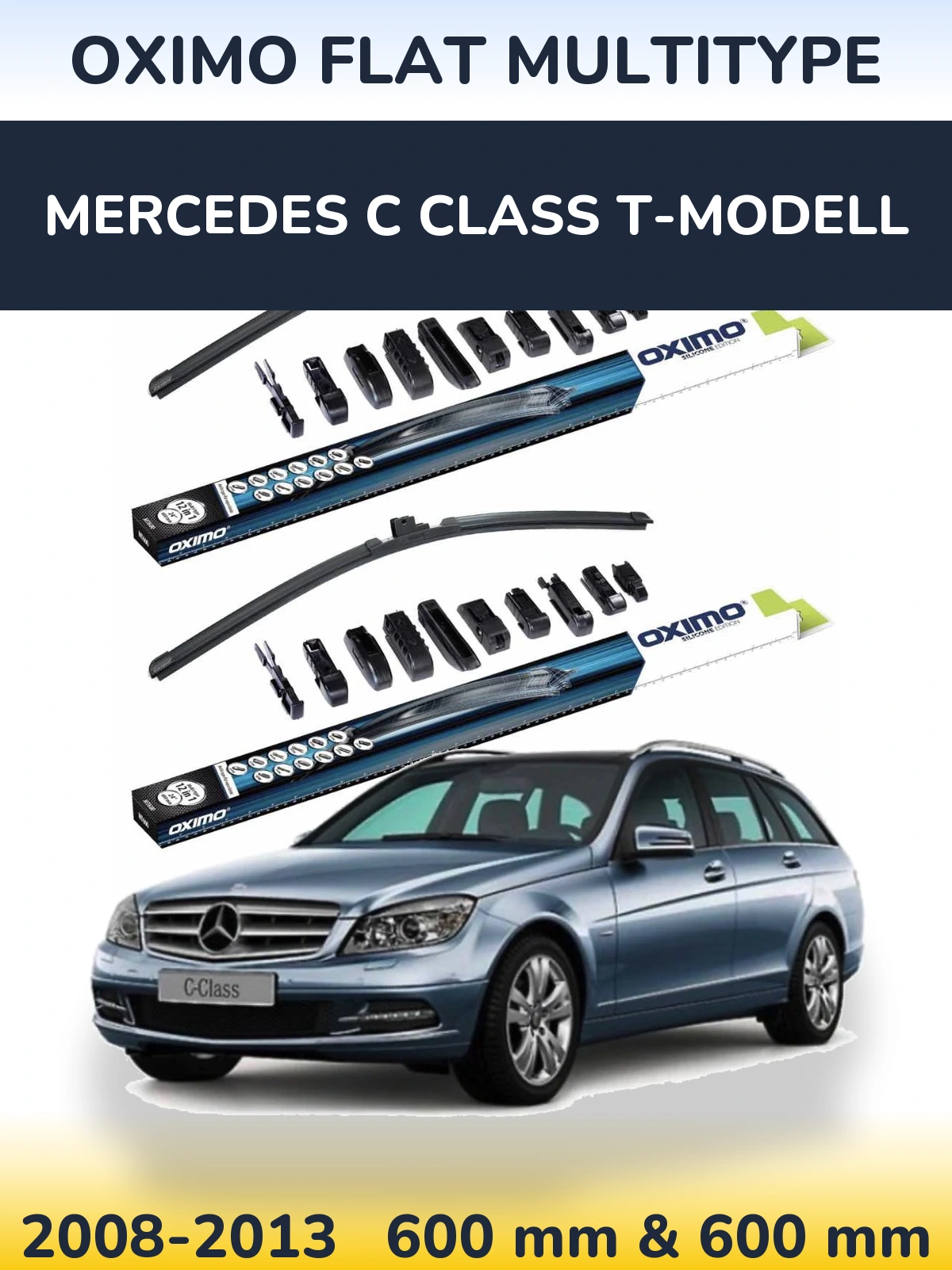 Komplet przednich wycieraczek Oximo Flat MultiType 600 & 600 mm do Mercedes Klasa C T-Modell 2008-2013