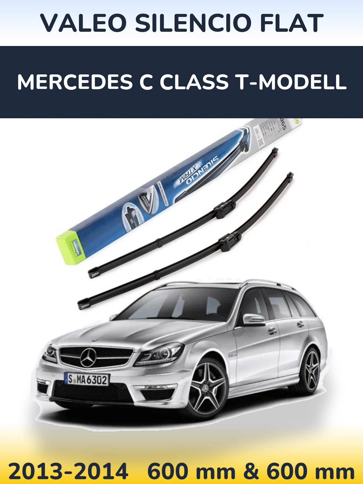 Komplet przednich wycieraczek Valeo Silencio Flat 600 & 600 mm do Mercedes Klasa C T-Modell 2013-2014