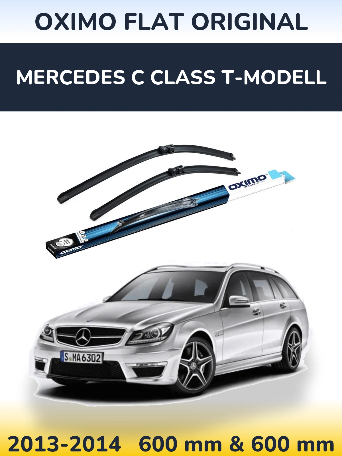 Front wiper blade set Oximo Flat Original 600 & 600 mm for Mercedes C Class T-Modell 2013-2014