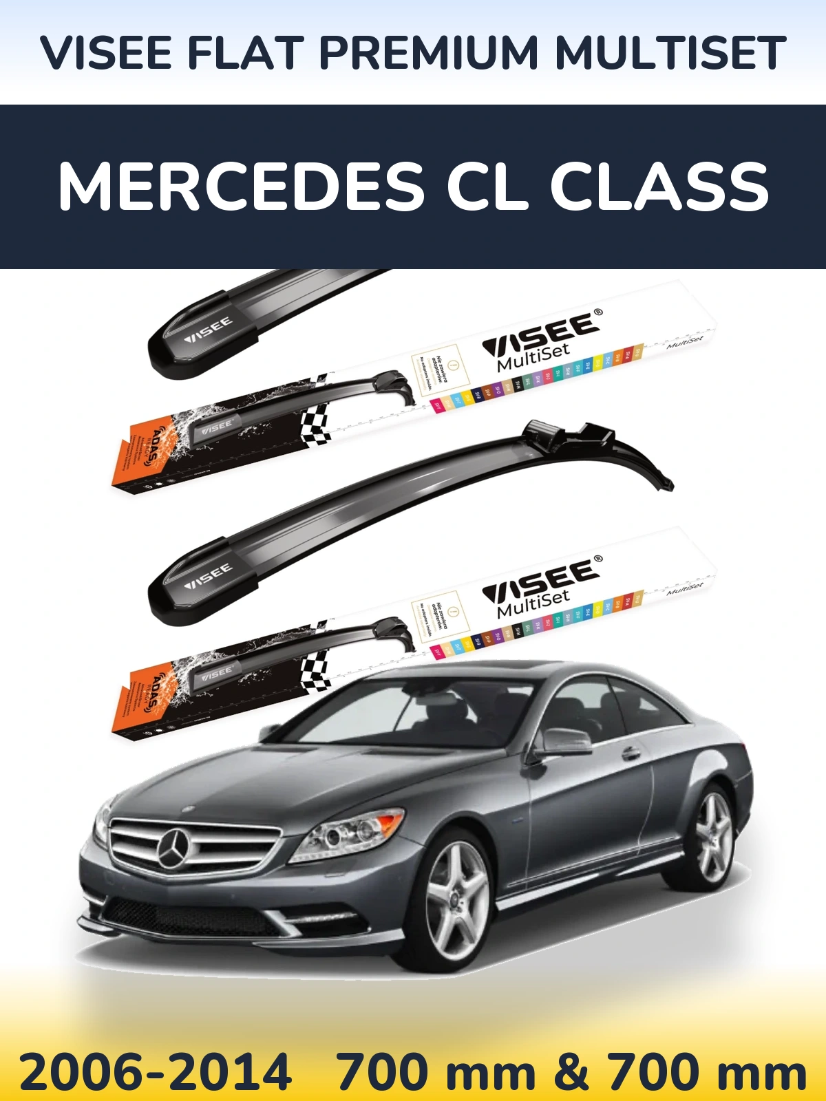 Komplet przednich wycieraczek VISEE FLAT PREMIUM MultiSet 700 & 700 mm do Mercedes Klasa CL 2006-2014
