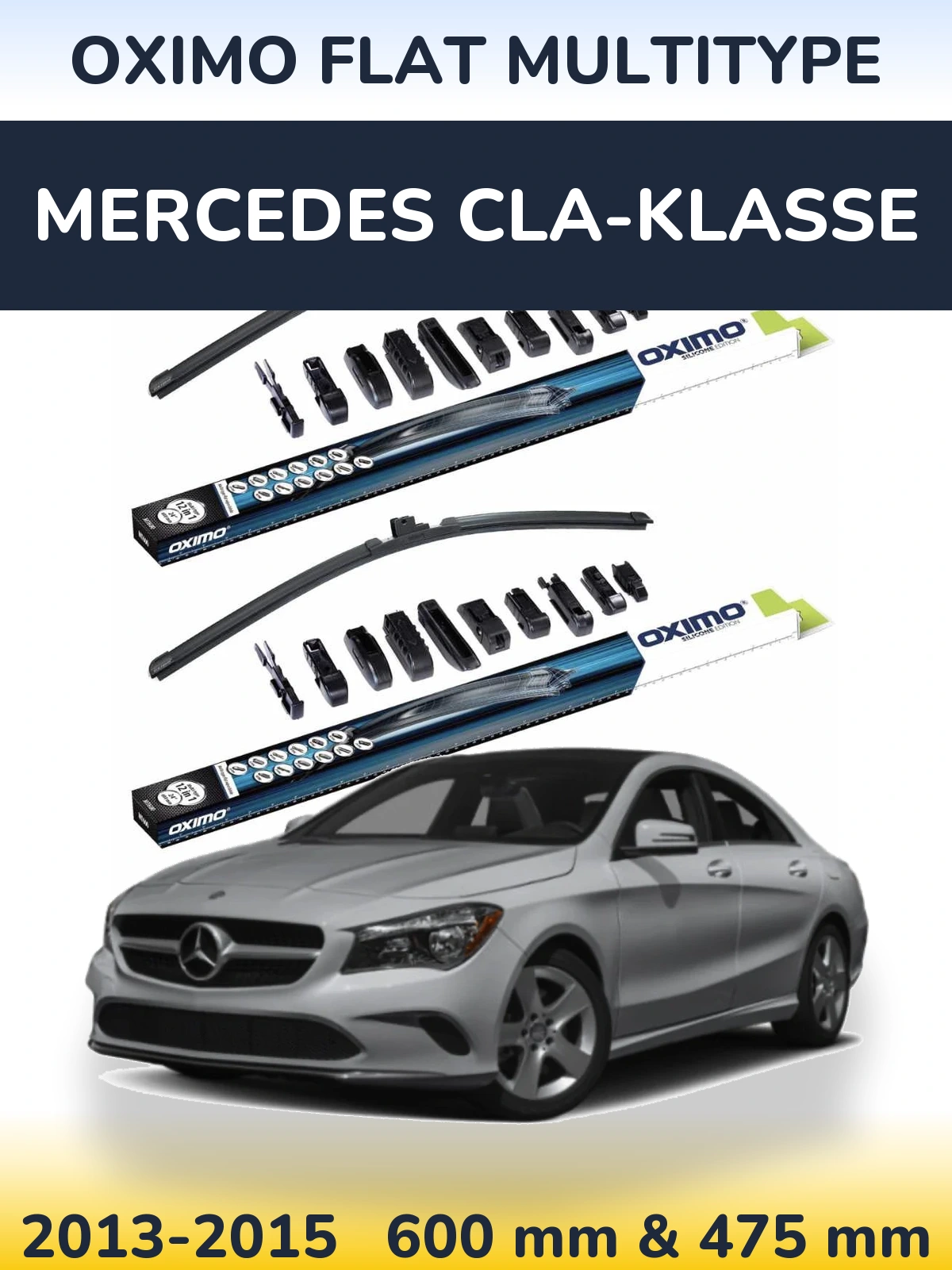 Комплект передних дворников Oximo Flat MultiТипe 600 & 475 мм для Mercedes CLA-Klasse 2013-2015