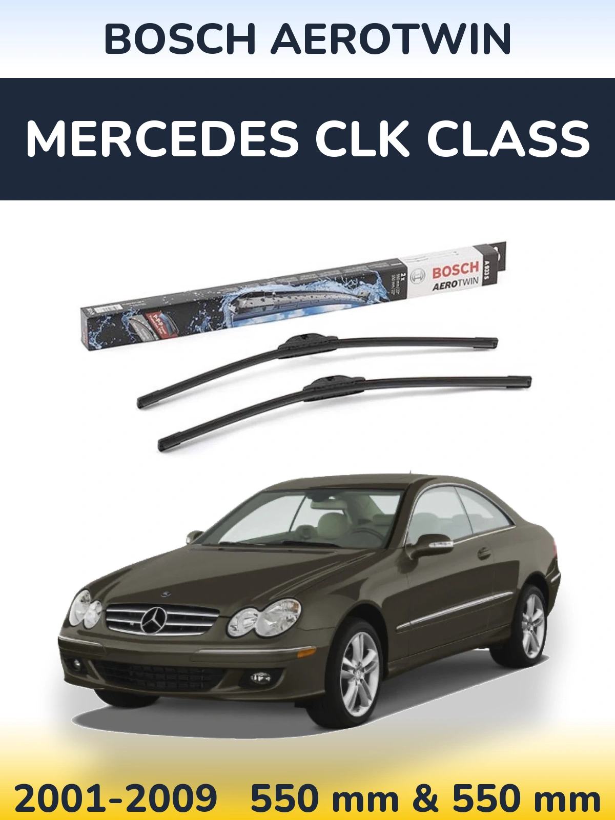 Komplet przednich wycieraczek BOSCH AeroTwin 550 & 550 mm do Mercedes Klasa CLK 2001-2009