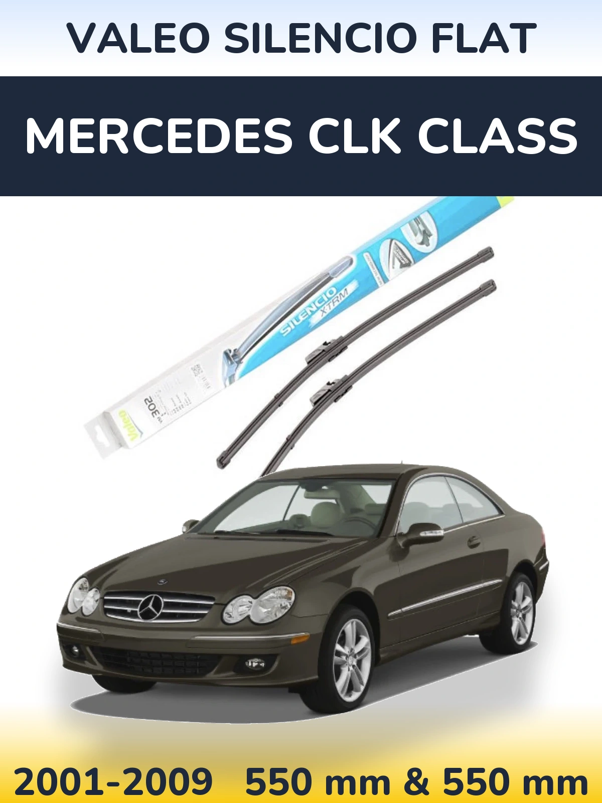 Комплект передніх щіток Valeo Silencio Flat 550 & 550 мм для Mercedes CLK Class 2001-2009