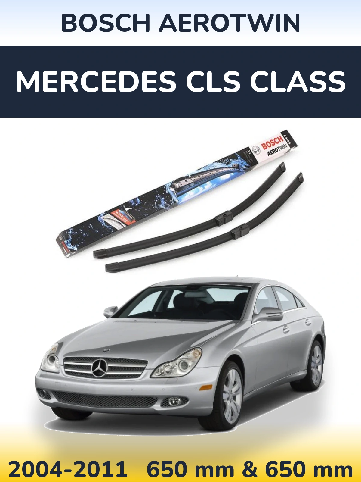 Комплект передніх щіток BOSCH AeroTwin 650 & 650 мм для Mercedes CLS Class 2004-2011