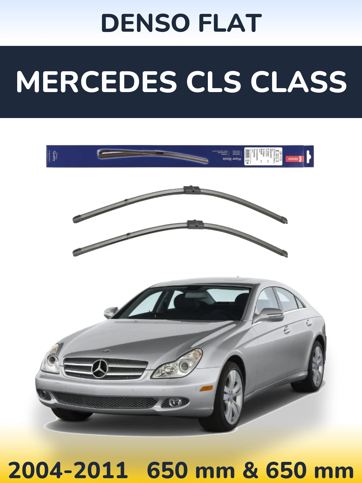 Front wiper blade set Denso Flat 650 & 650 mm for Mercedes CLS Class 2004-2011