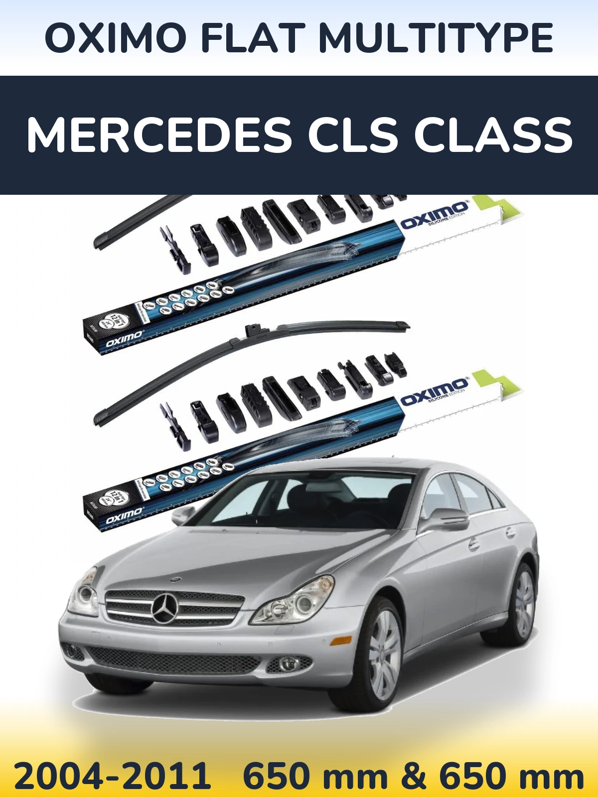 Комплект передніх щіток Oximo Flat MultiТипe 650 & 650 мм для Mercedes CLS Class 2004-2011