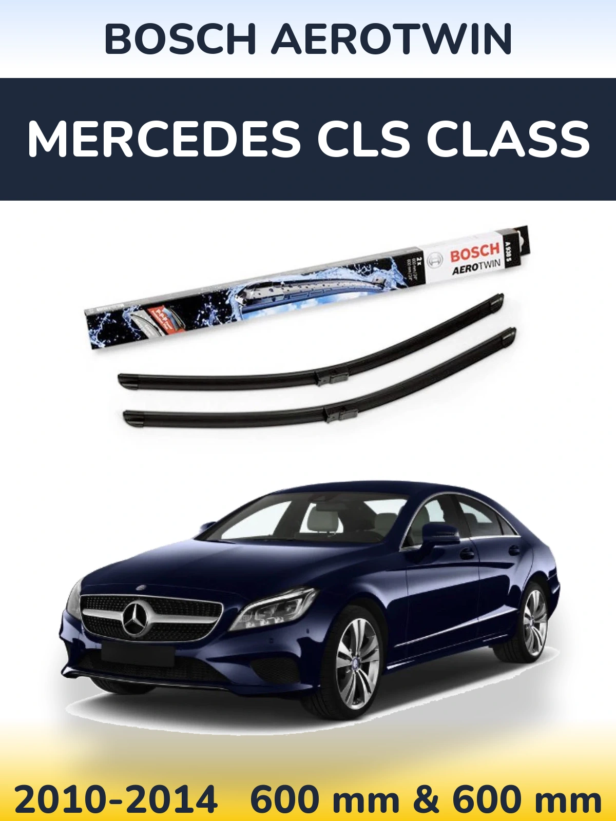 Комплект передніх щіток BOSCH AeroTwin 600 & 600 мм для Mercedes CLS Class 2010-2014