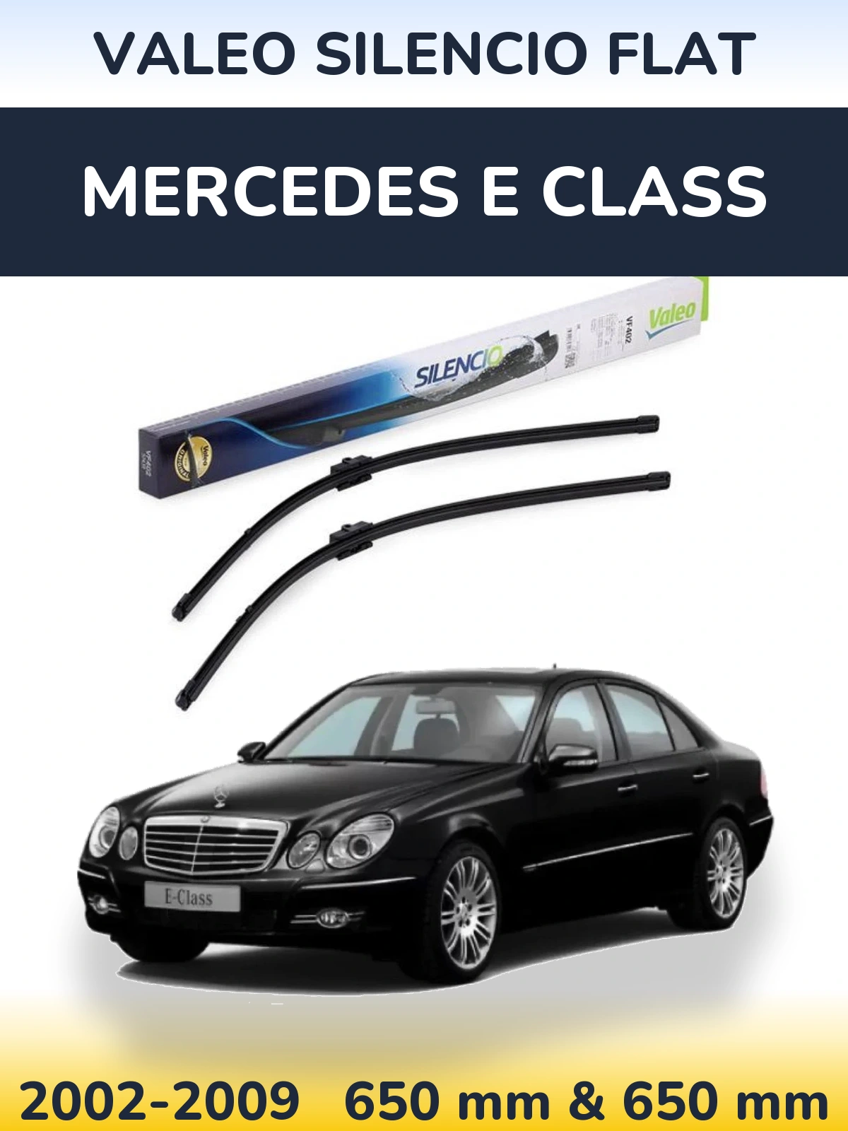 Komplet przednich wycieraczek Valeo Silencio Flat 650 & 650 mm do Mercedes Klasa E 2002-2009